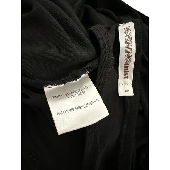 Morning Mist Dress Black Ribbed Midi Cutout With Slit Size US 8 example 🍊 Pict - Picture 7 of 8